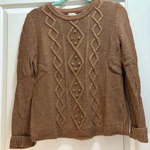 J. Crew Factory Brown Cable Knit Sweater